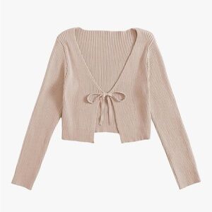 Tie Front Long Sleeve Rib Knit Shrug Cropped
Sweaters Cardigan